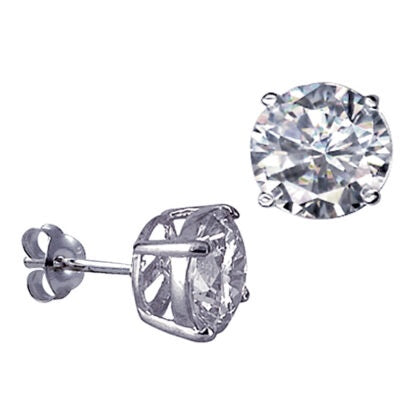 S/S 10mm 4 Claw Round Cz Studs