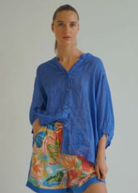 Jemma Linen Blouse Blue