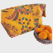 Freya Velvet Cosmetic Bag Mustard