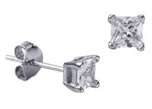 SS Square CZ Stud 4mm