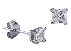 SS Square CZ Studs 5mm