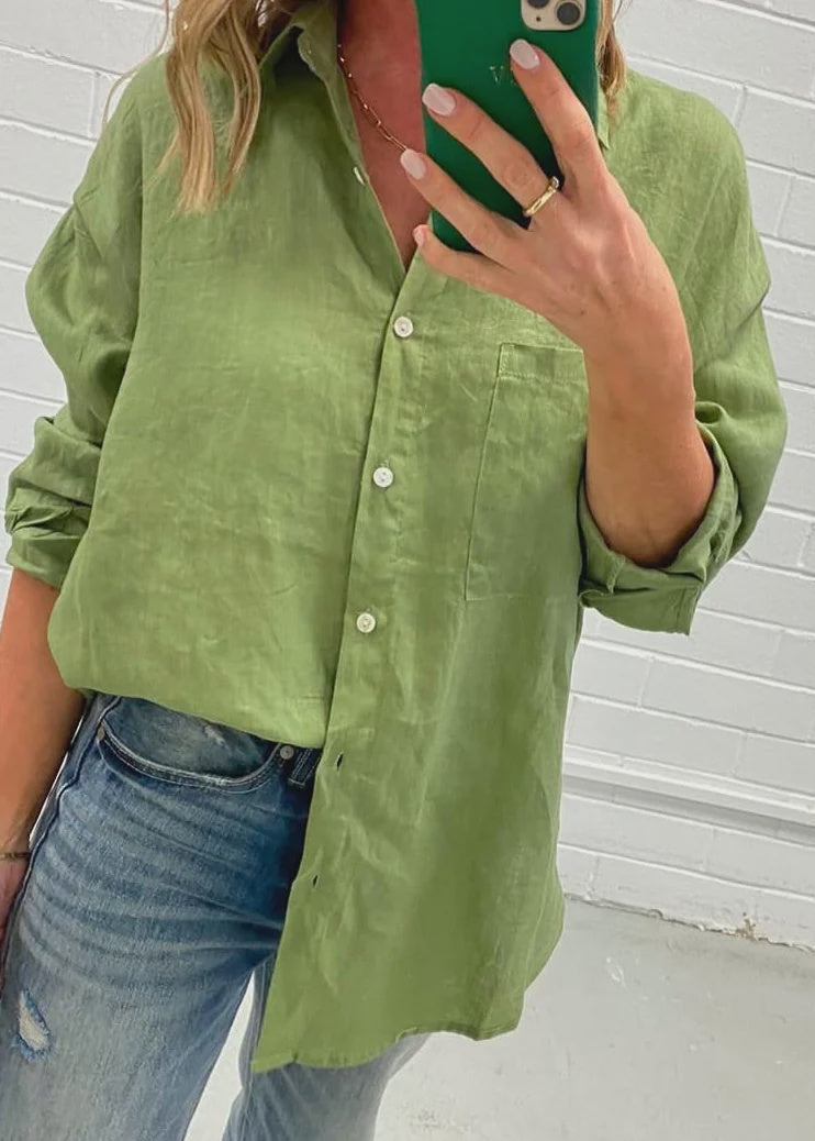 Millie Linen Shirt Apple Green