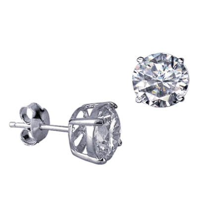SS CZ Stud Earrings 8MM
