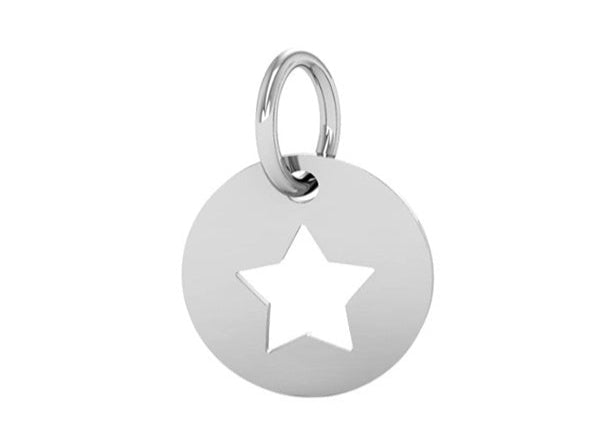 S/S Interchangeable Round Cut Out Star Drop Charm
