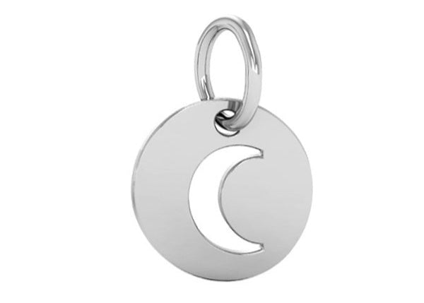 S/S Interchangeable Round Cut Out Moon Drop Charm