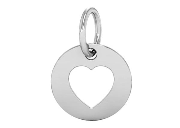 S/S Interchangeable Round Cut Out Heart Drop Charm