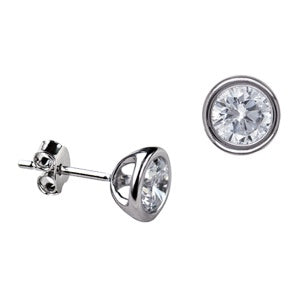 SS Besel CZ Stud Earrings 6MM
