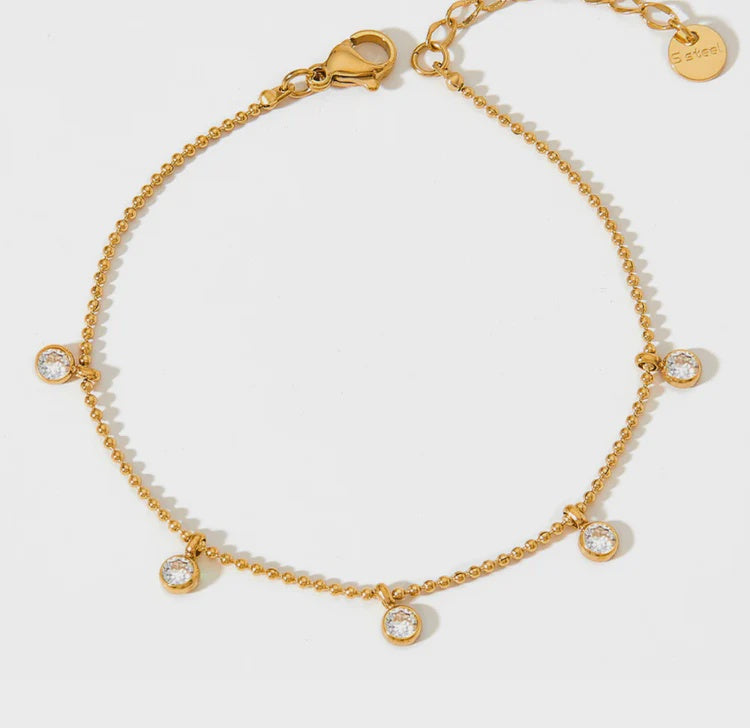 Boho & Mala Clear 18K Gold / Stainless Steel Anklet
