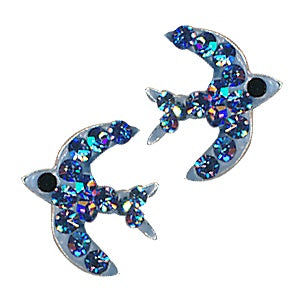 SS Blue Crystal Bird Earrings