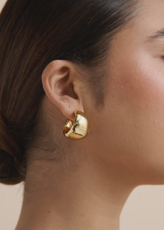 Dome Huggie 18K Gold Plated Earrings