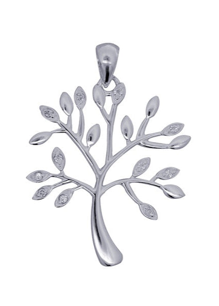 S/S White Cz ‘Tree Of Life’ Pendant Open
