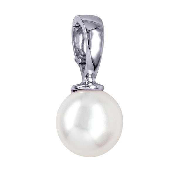 S/S Freshwater Cultured Button Pearl Pendant With Enhancer