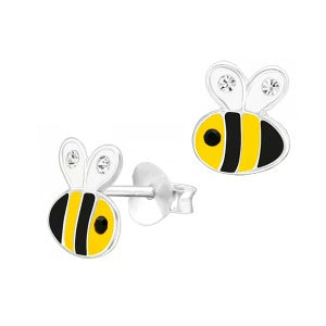 S/S Epoxy Bee Studs With Crystals