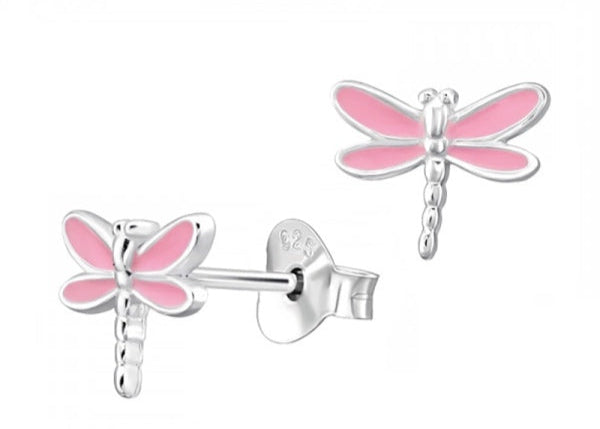 S/S Pink Enamel Dragonfly Studs