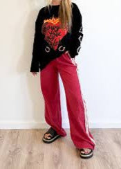 Racer Pants Wine/Beige