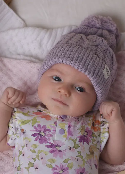 Lavender Organic Baby Knit Beanie