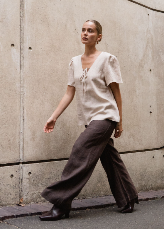 Linen Delight Top Oatmeal