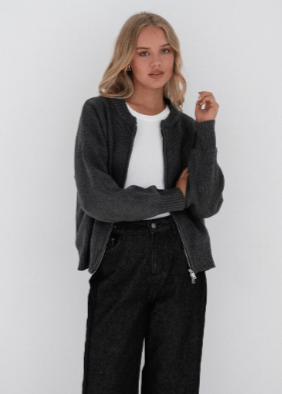 Serenade Zip Up Jumper Charcoal
