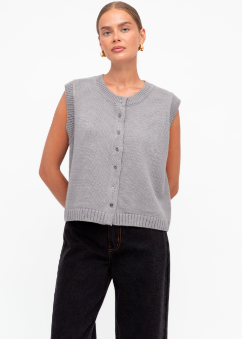 Kasey Knit Vest Steel Grey