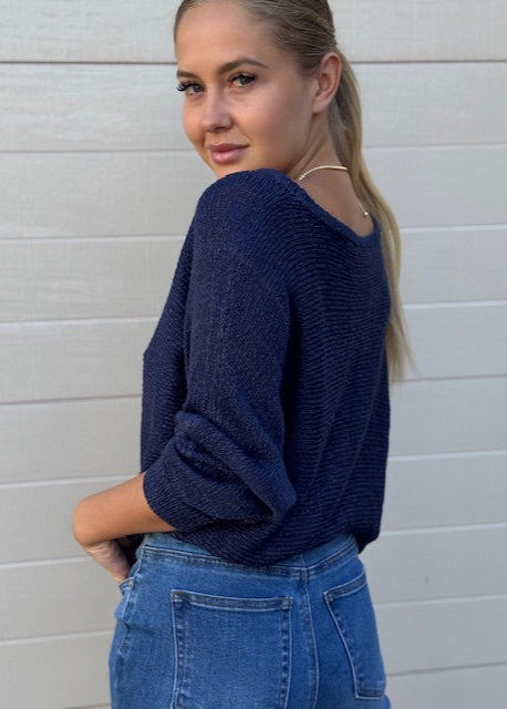 Tape Boat Knit Navy