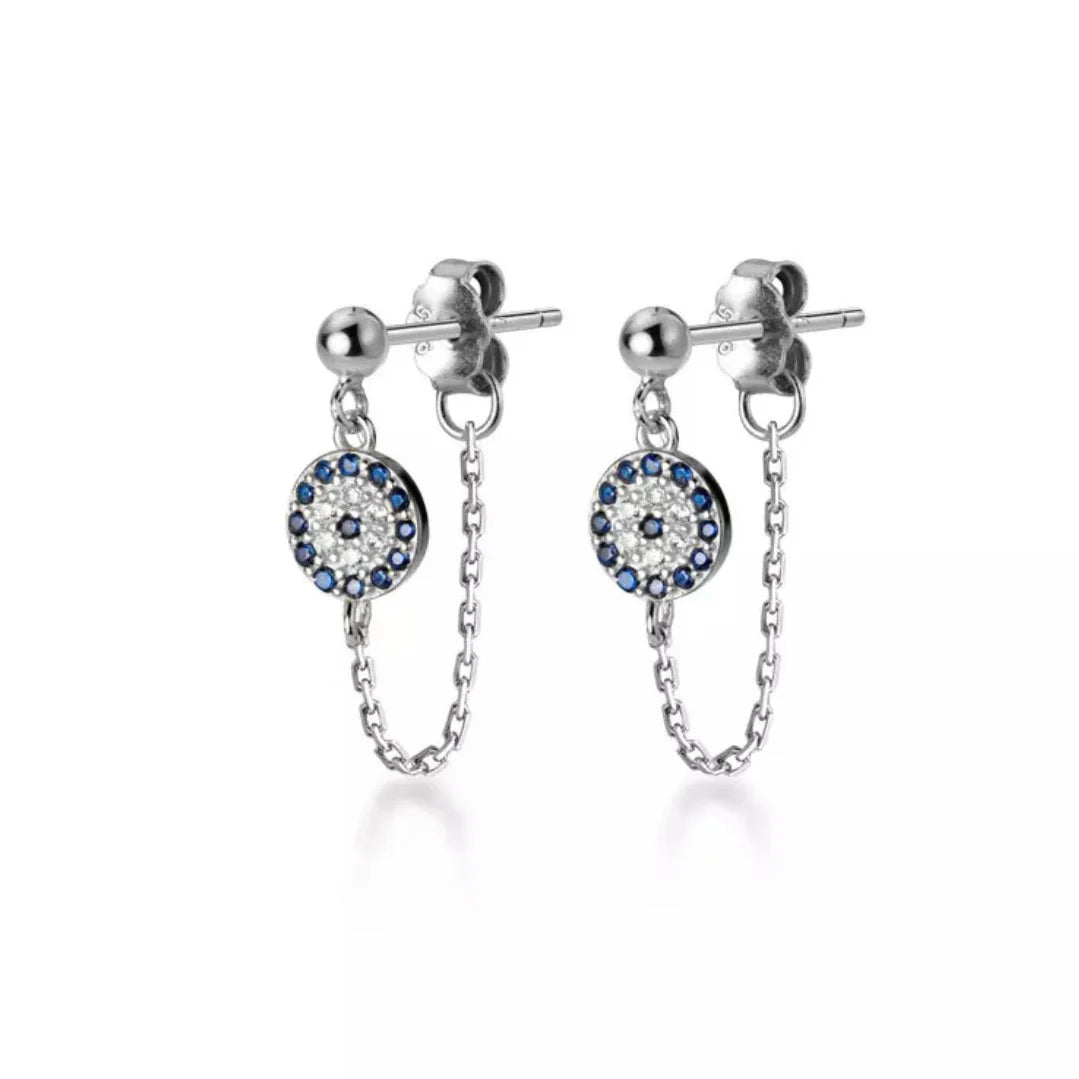 Boho & Mala Sterling Silver Stud Evil Eye Earrings