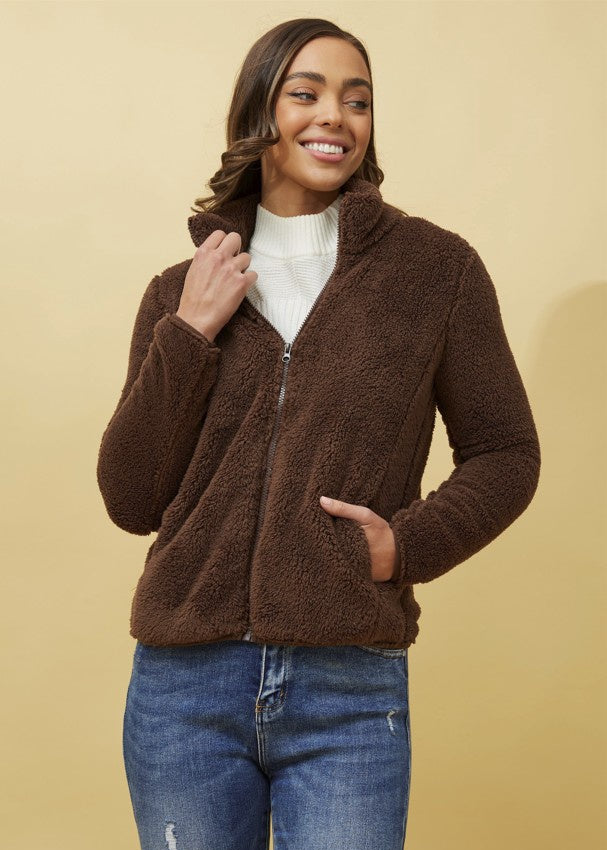 Amelia Teddy Jacket Chocolate