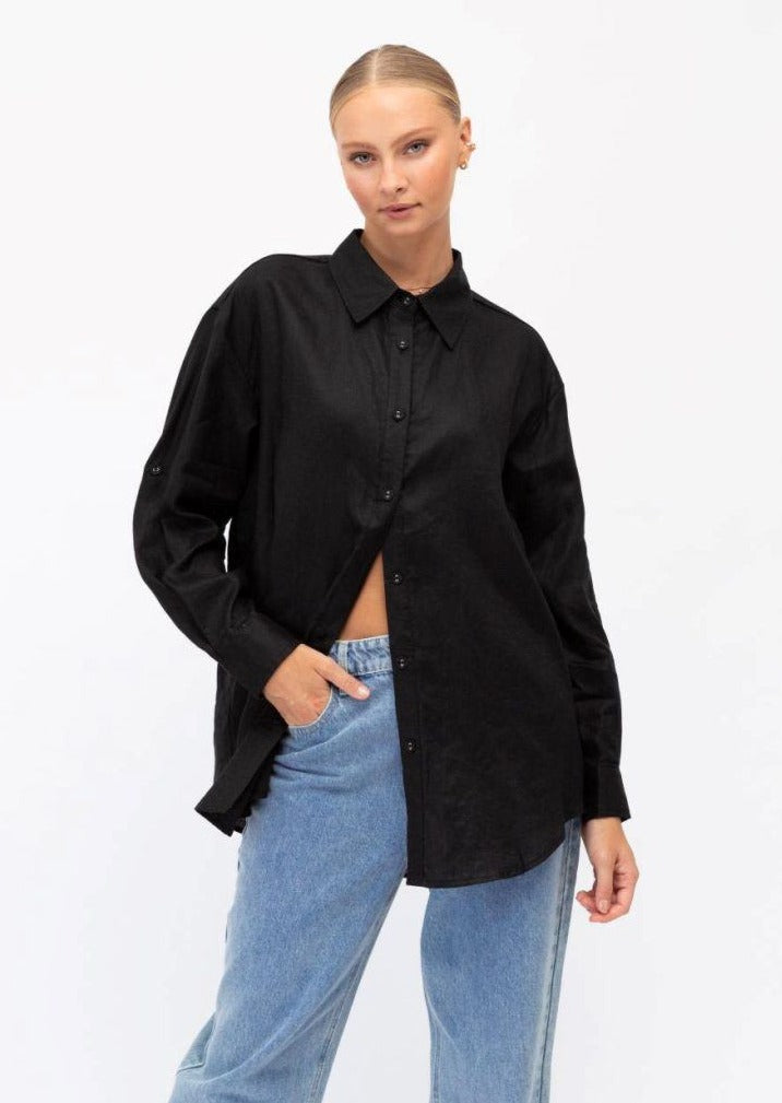 paper heart linen dress Paper Heart Everyday Linen Shirt Black – Ree-Wind Clothing