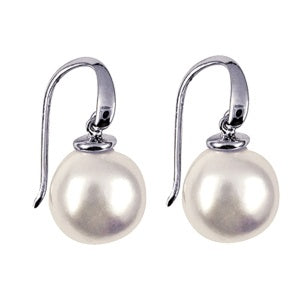 12mm Button Pearl Drop Earrings