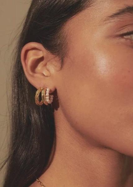 Trio Pearl Layered 18K Gold Plated Earrings