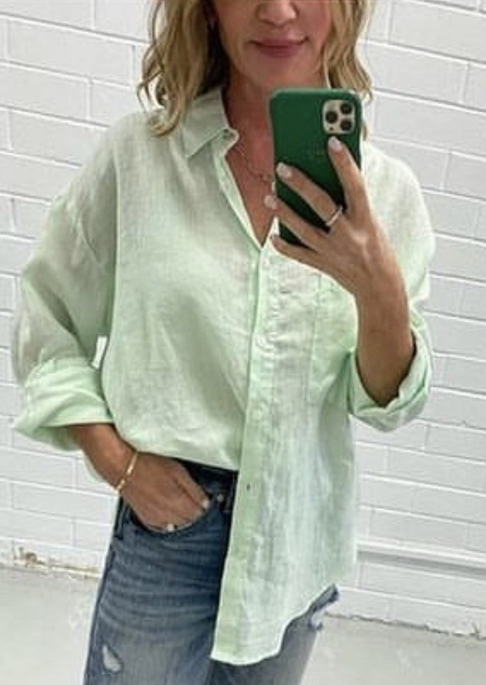 Millie Linen Shirt Seafoam