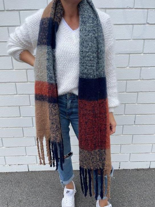 FREE Spirit Fluffy Scarf Camel Navy