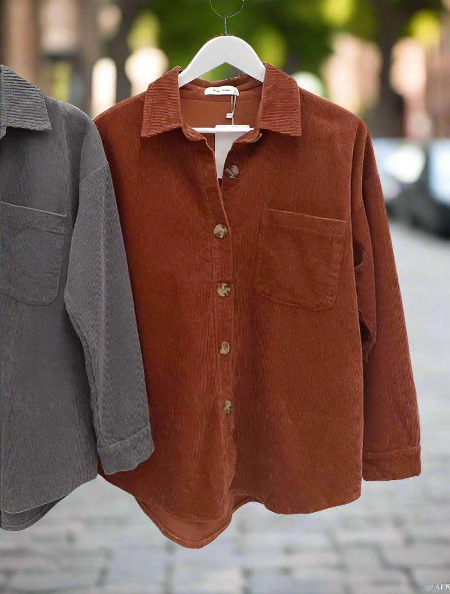 Hunter Cord Shacket RUST