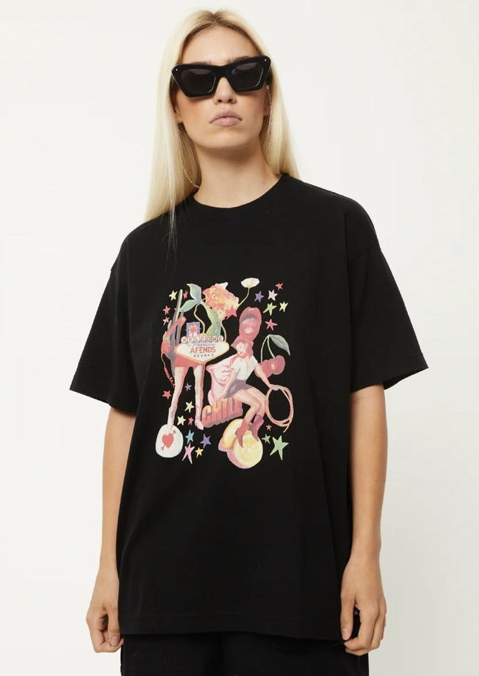 AFENDS Josie Slay Recycled Overiszed Graphic Tee Black