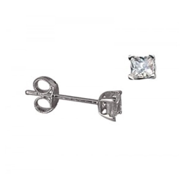 SS Square CZ Studs 3mm