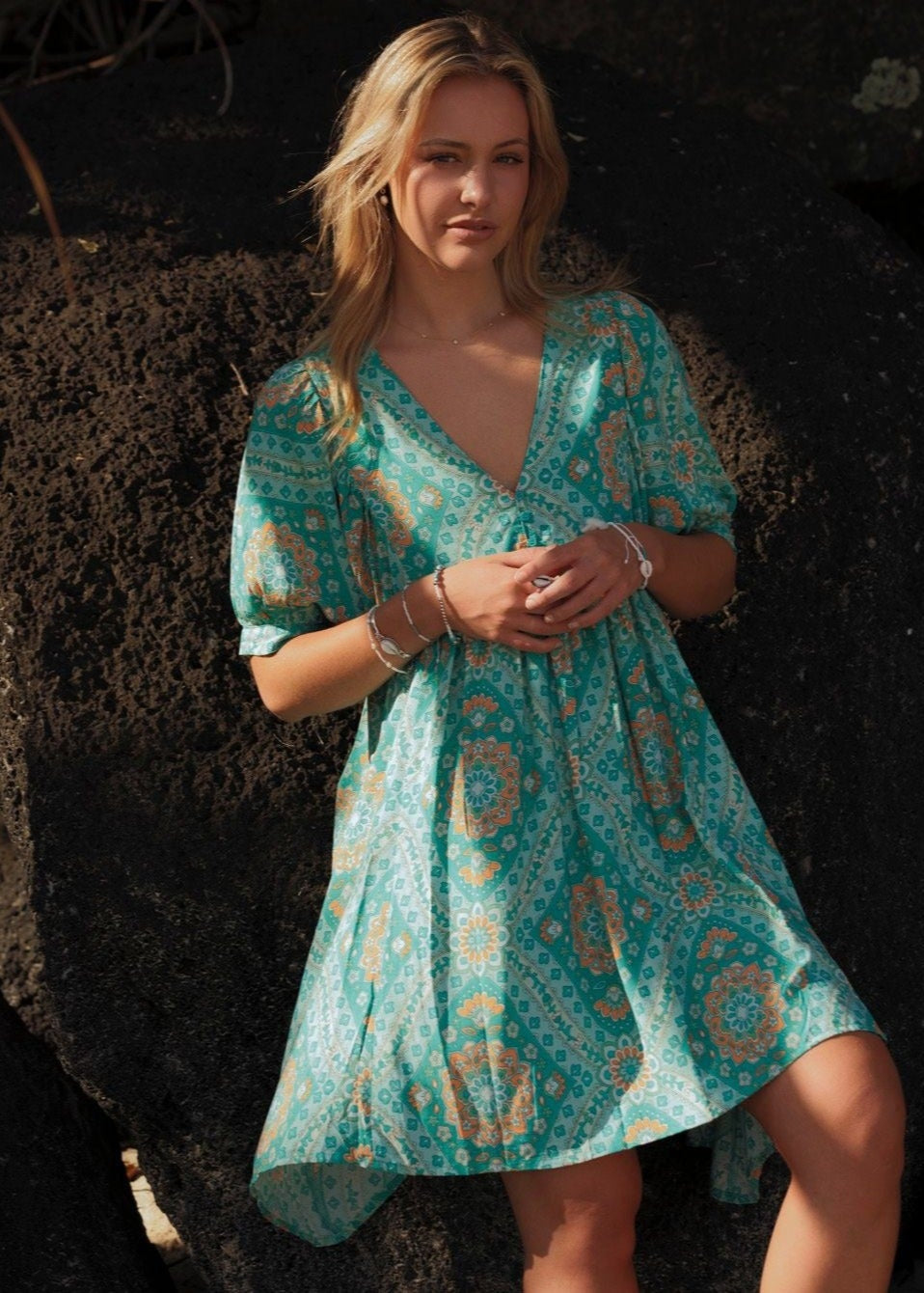 Butterfly Mini Dress Seaglass