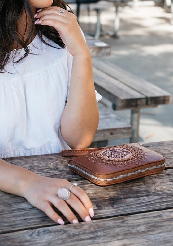 Aloha Zip Round Wallet - Tobacco