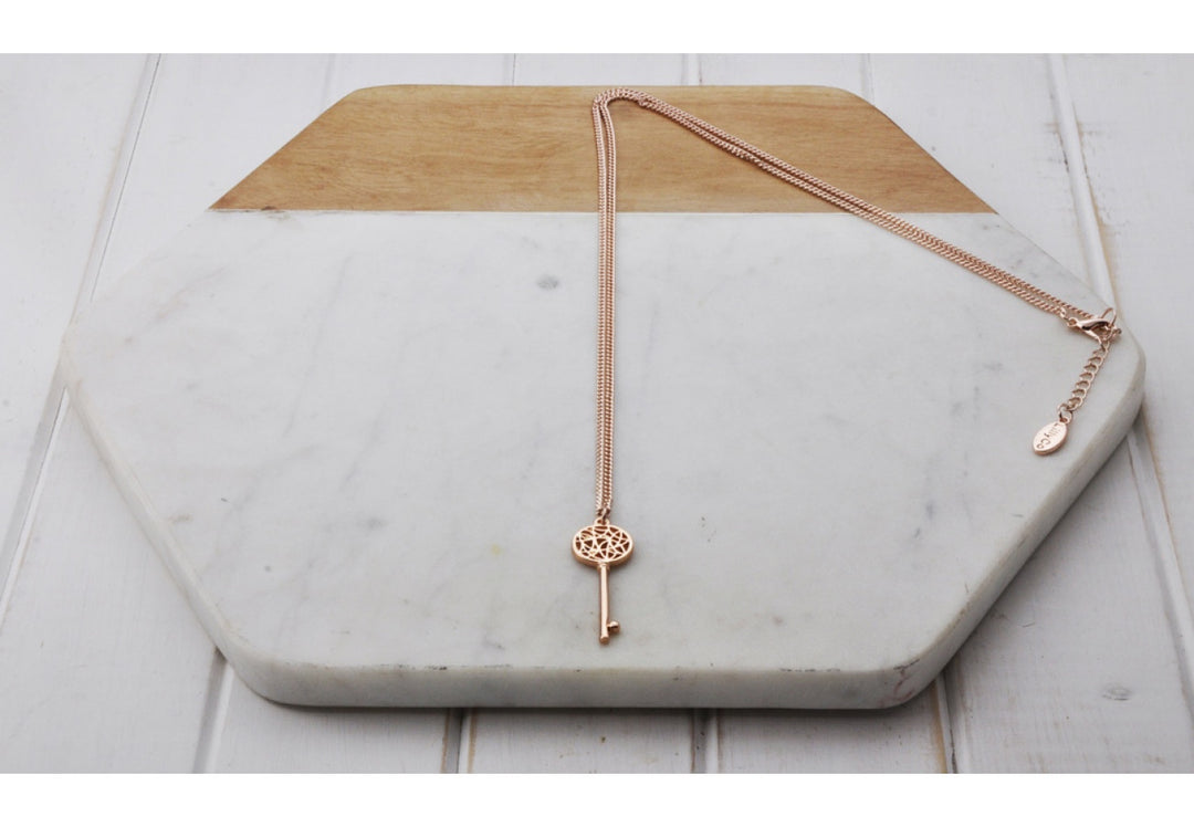 LillyCo Rose Gold Key Necklace