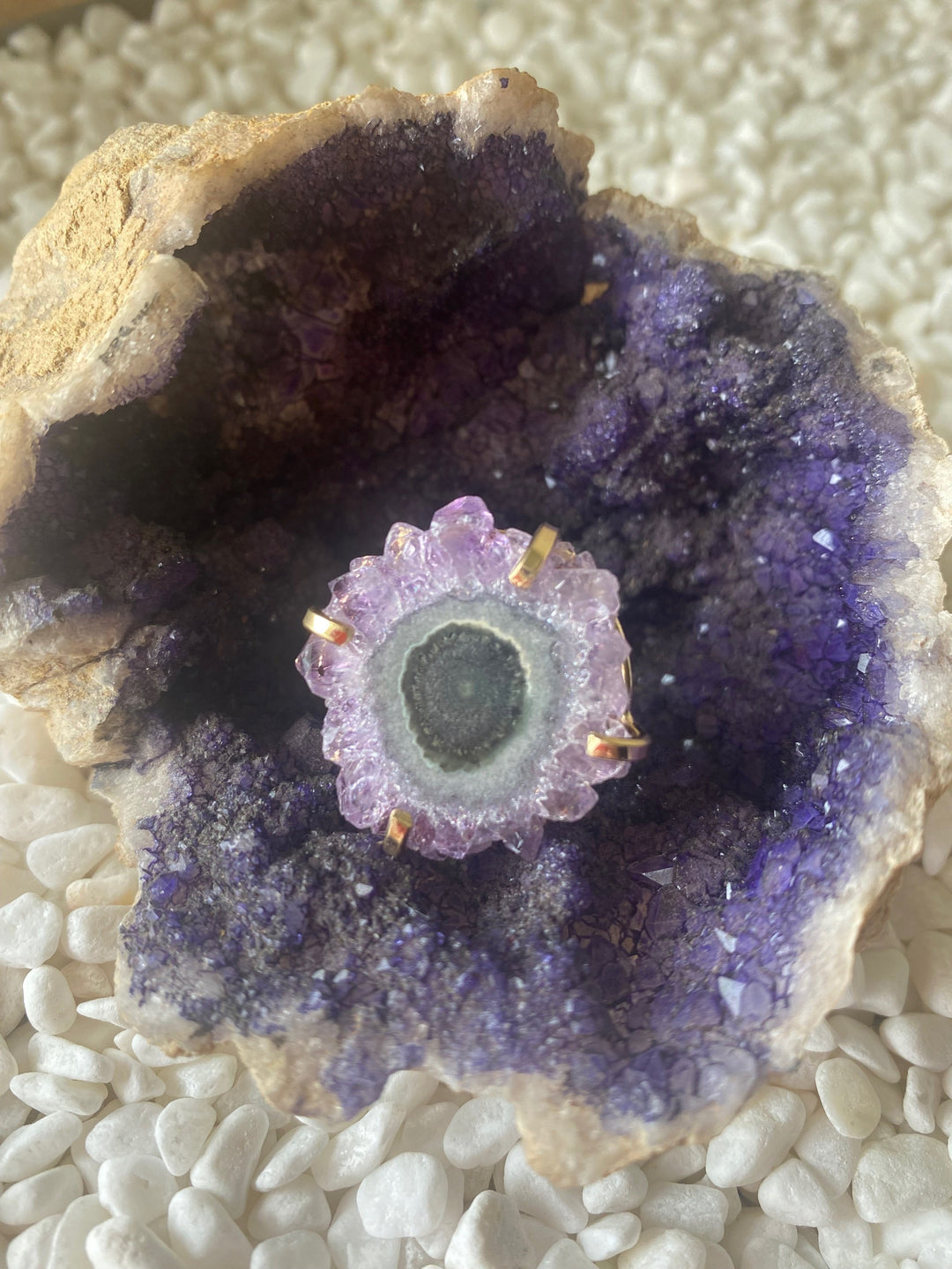 Stalacite Flower Adjustable Crystal Ring - Small Silver