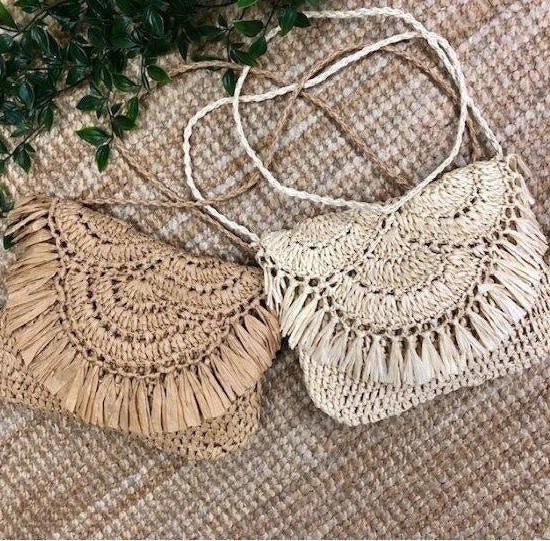 TRIPP Straw  Fringed Clutch