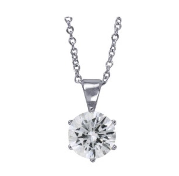 SS Round 6 Claw CZ  Pendant and Chain