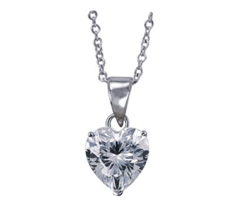 S/S Heart CZ Pendant 7MM with Chain