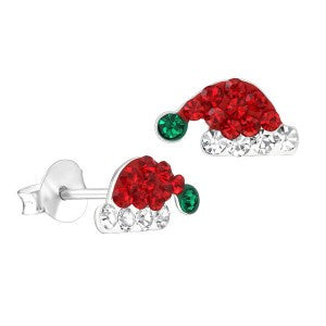 S/S Crystal Santa Hat Studs