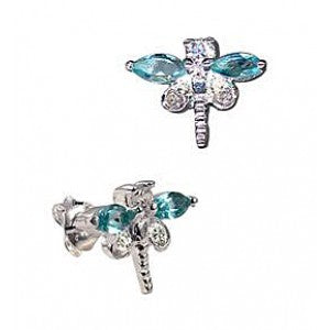 S/S Dragonfly Earrings - Blue Topaz