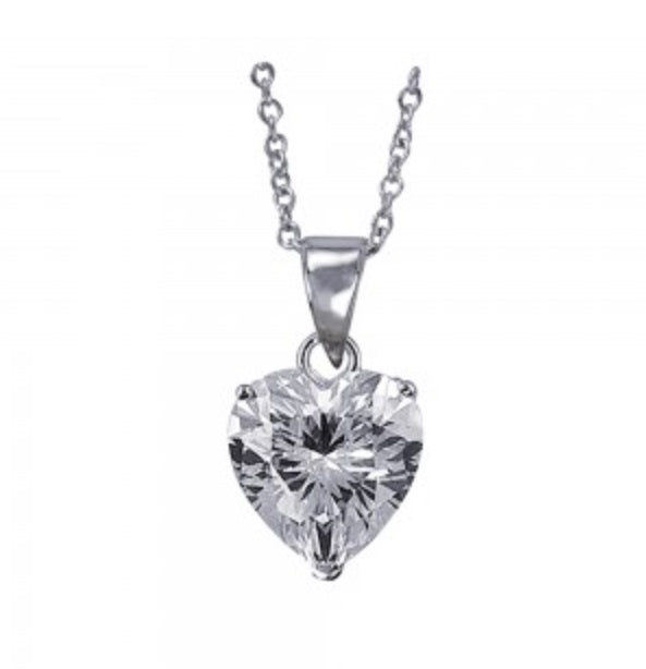 SS Heart CZ Pendant 9MM with Chain