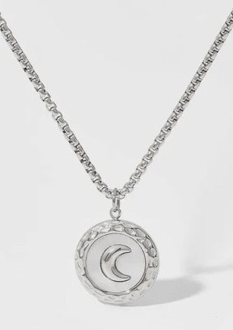 Boho & Mala Stainless Steel Moon Pendant Necklace
