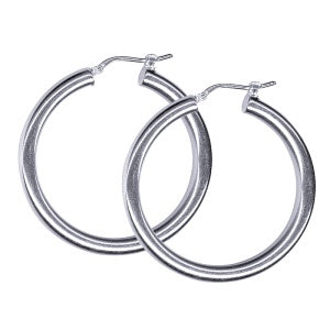 SS Italian Plain Hoop  Earrings 30mm