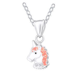SS Enamel Unicorn Pendant + Chain
