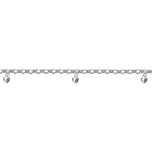 SS Oval Figaro Anklet + 3 Hearts