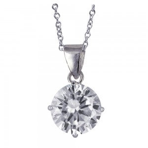 S/S 11mm Round CZ Pendant with 45cm Chain + 5cm Extenderr