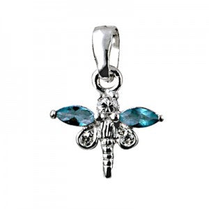 SS Blue Topaz & Dragon Fly Pendant